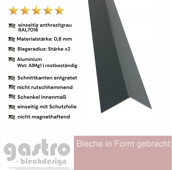 Alu Winkelprofil anthrazitgrau RAL7016 Alu Winkelprofil anthrazitgrau RAL7016